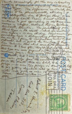Back of Postcard from H. P. Lovecraft to Robert E. Howard, November 13, 1932